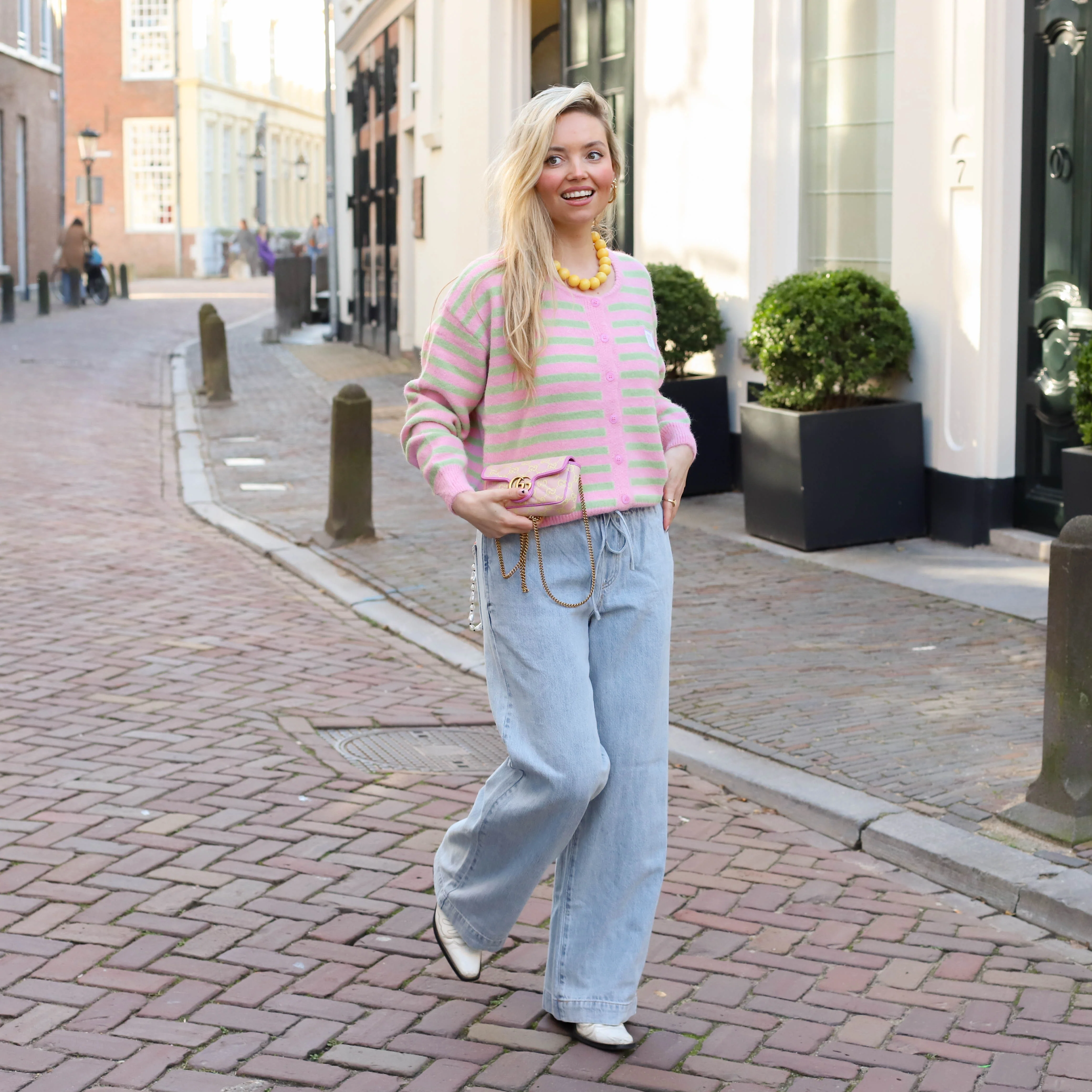 Aimee streep vest roze groen - Image 3