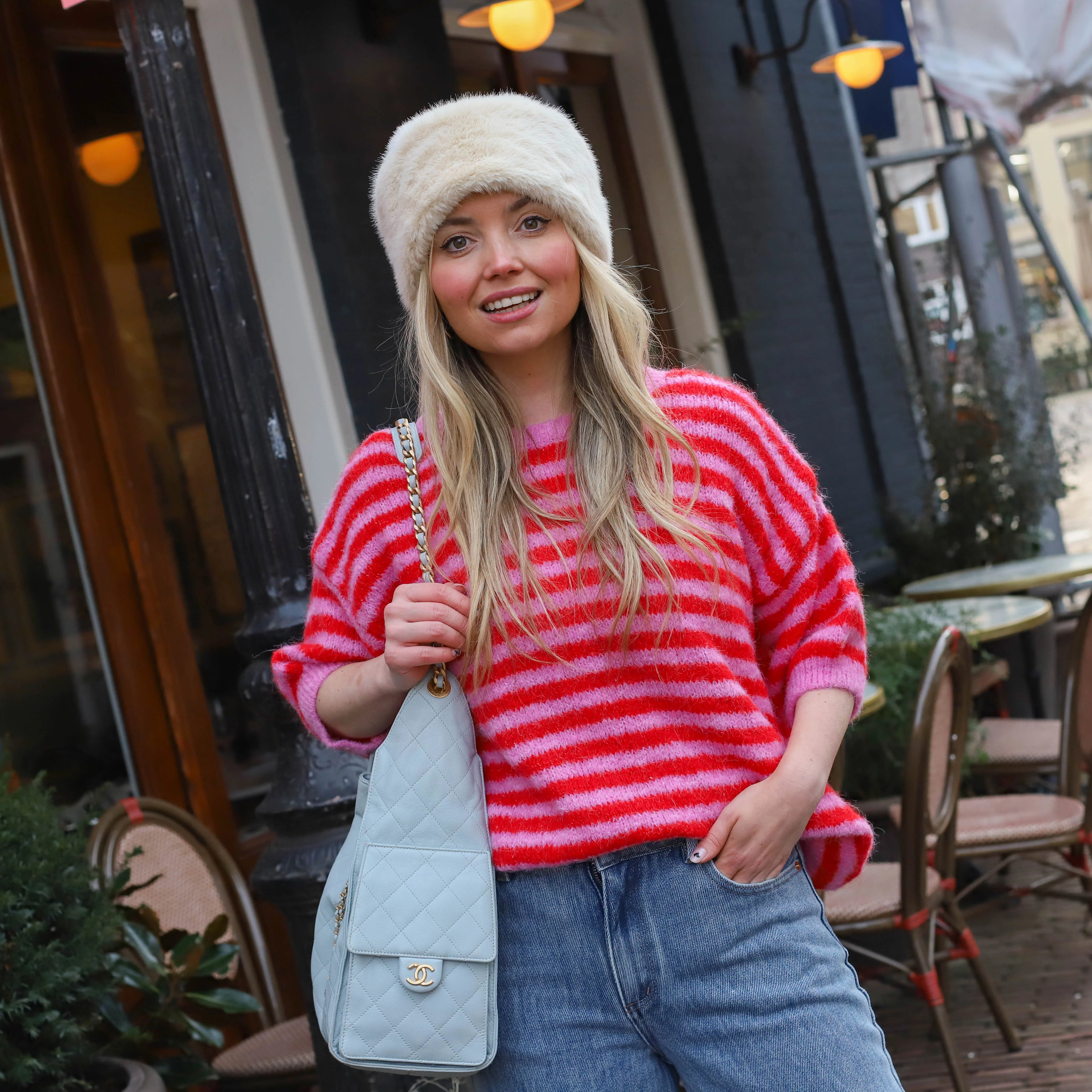 Ammy streep knit roze rood - Image 4