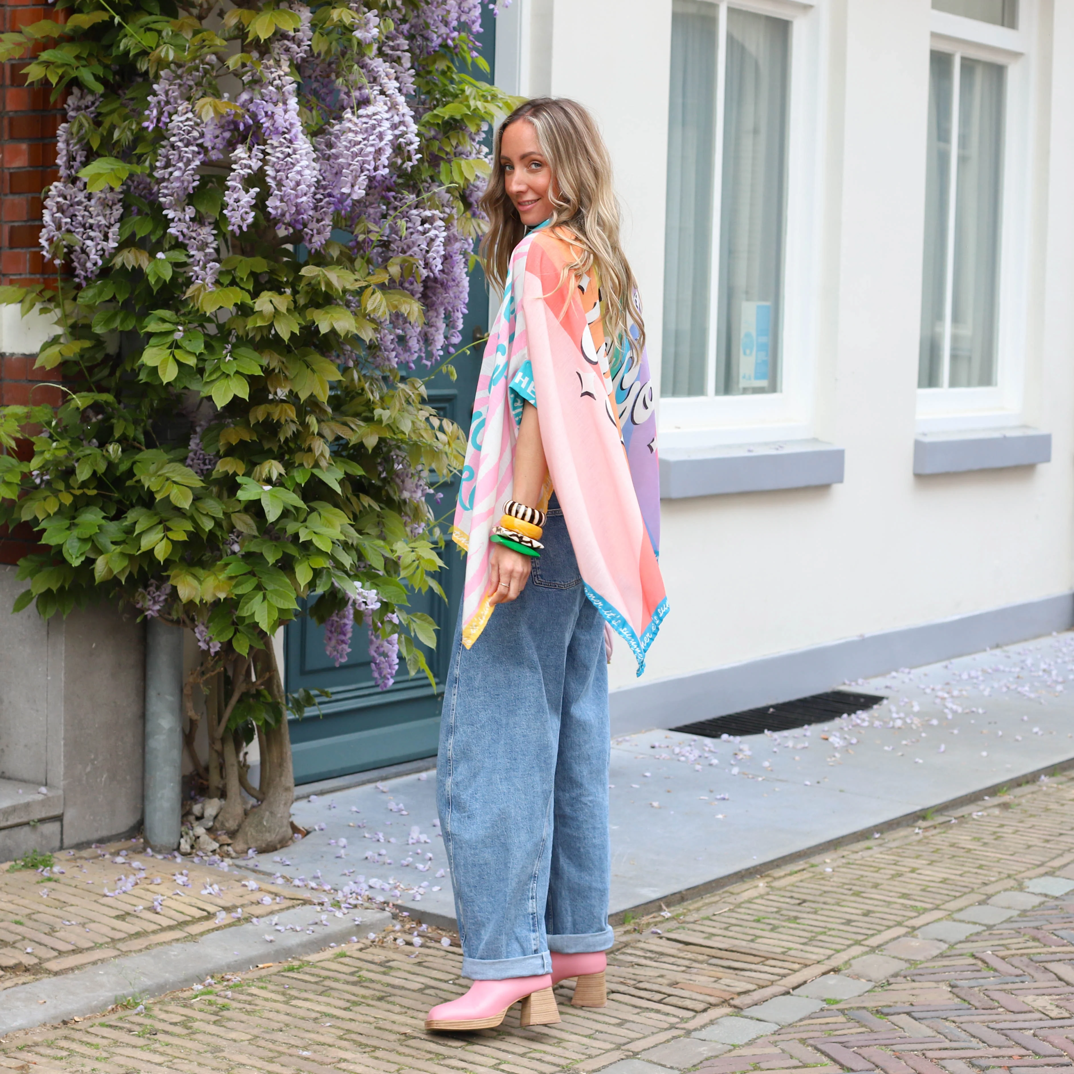 Blouse print roze blauw - Image 3