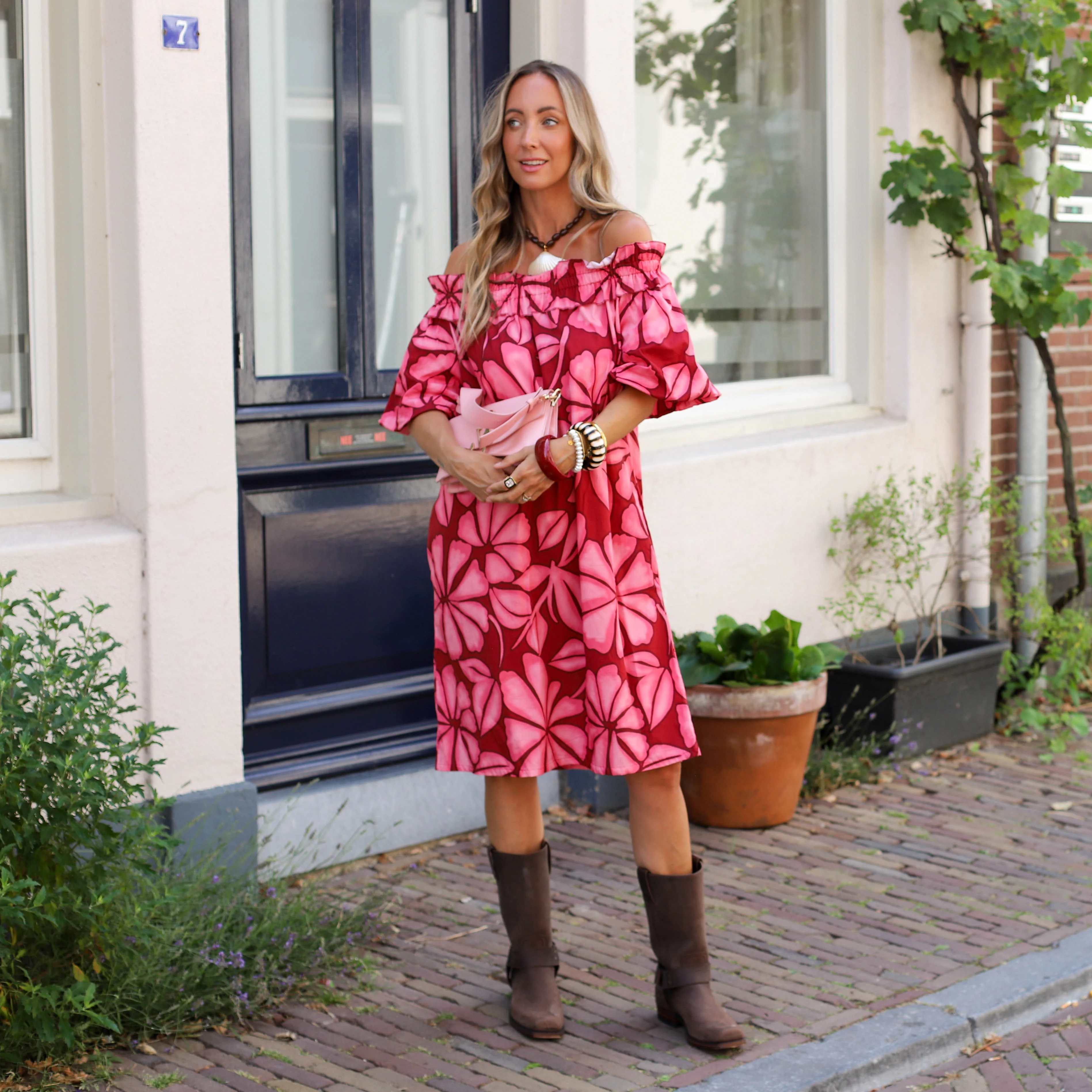 Bonita jurk burgundy roze - Image 3