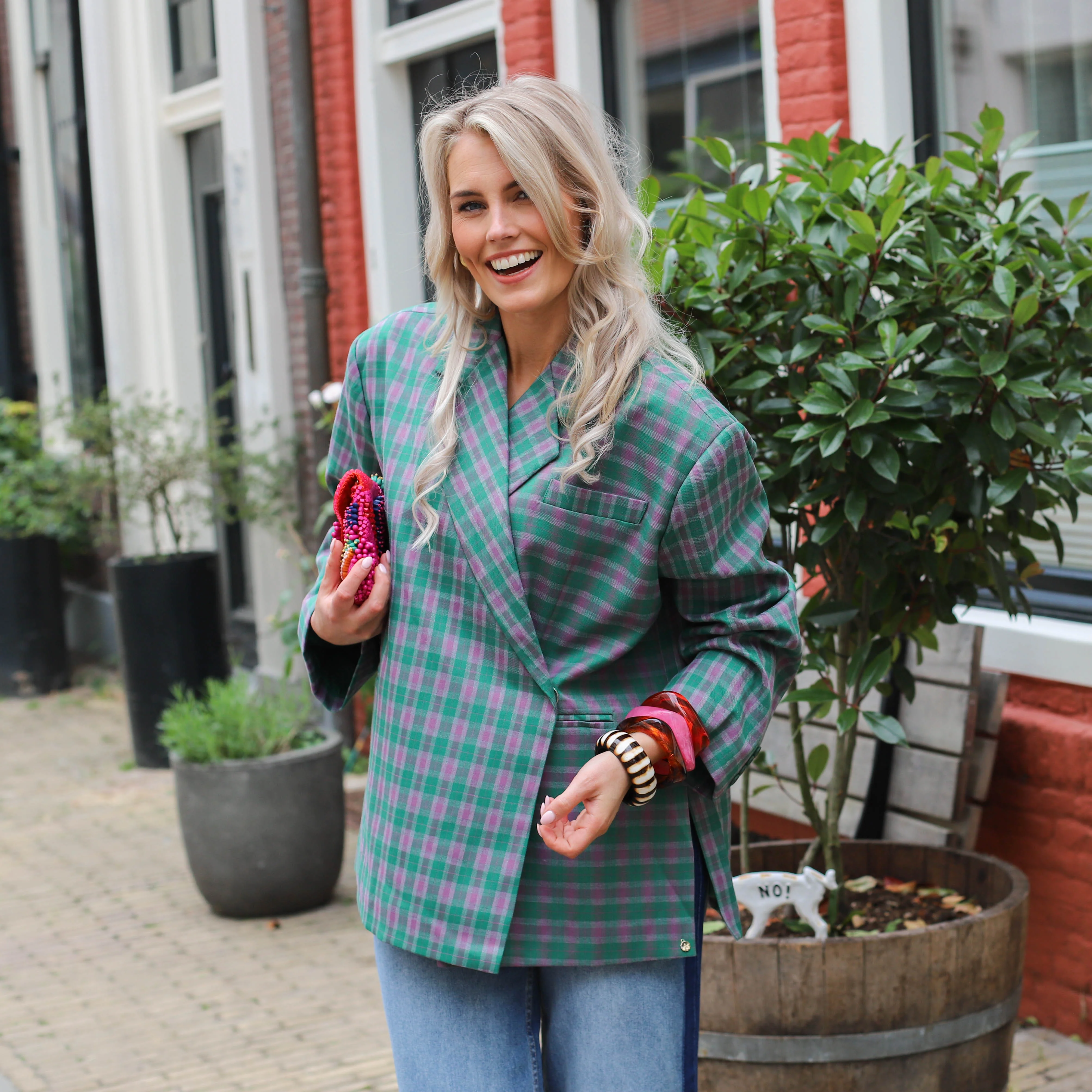 Boxy blazer groen