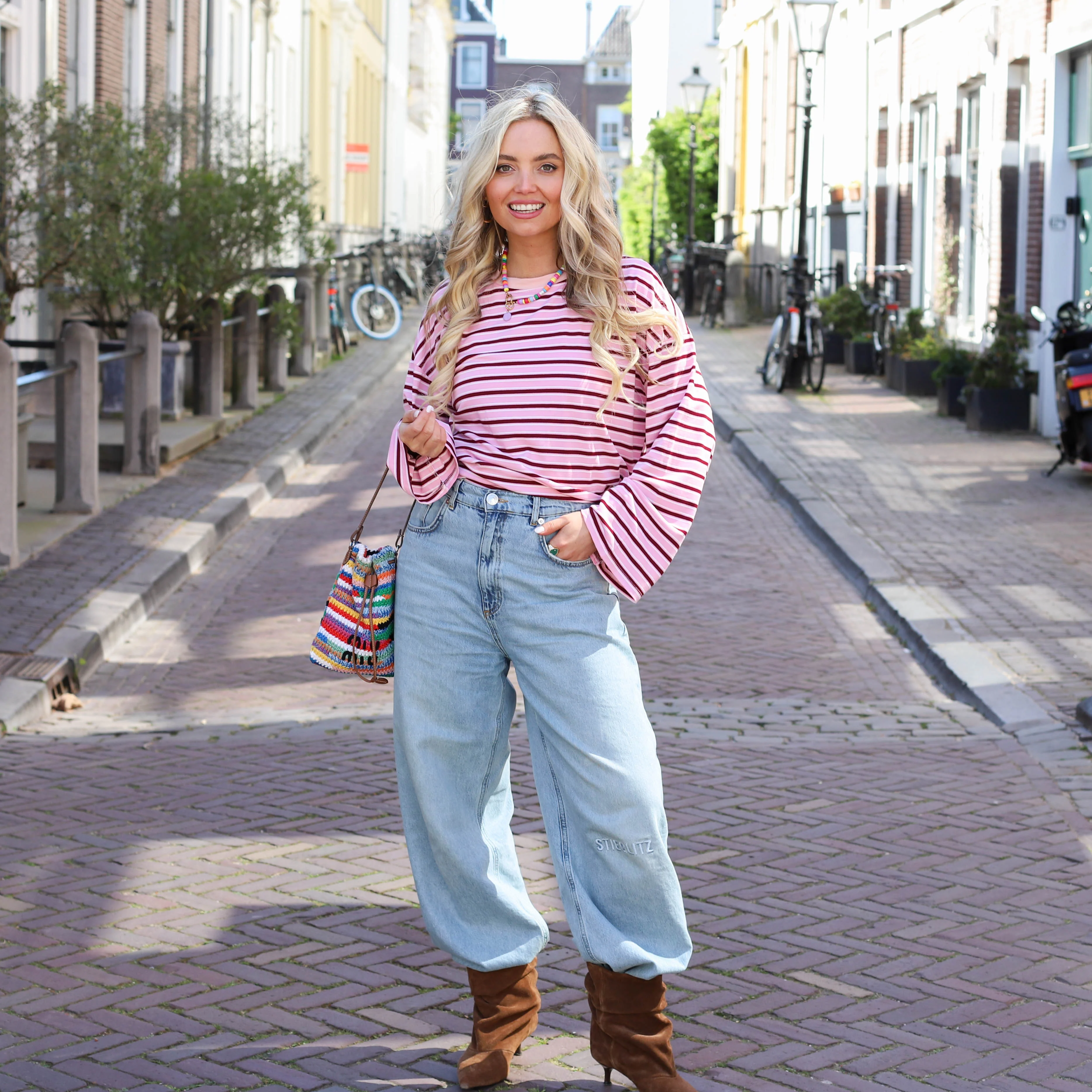 Chelsea fijne streep roze burgundy - Image 8