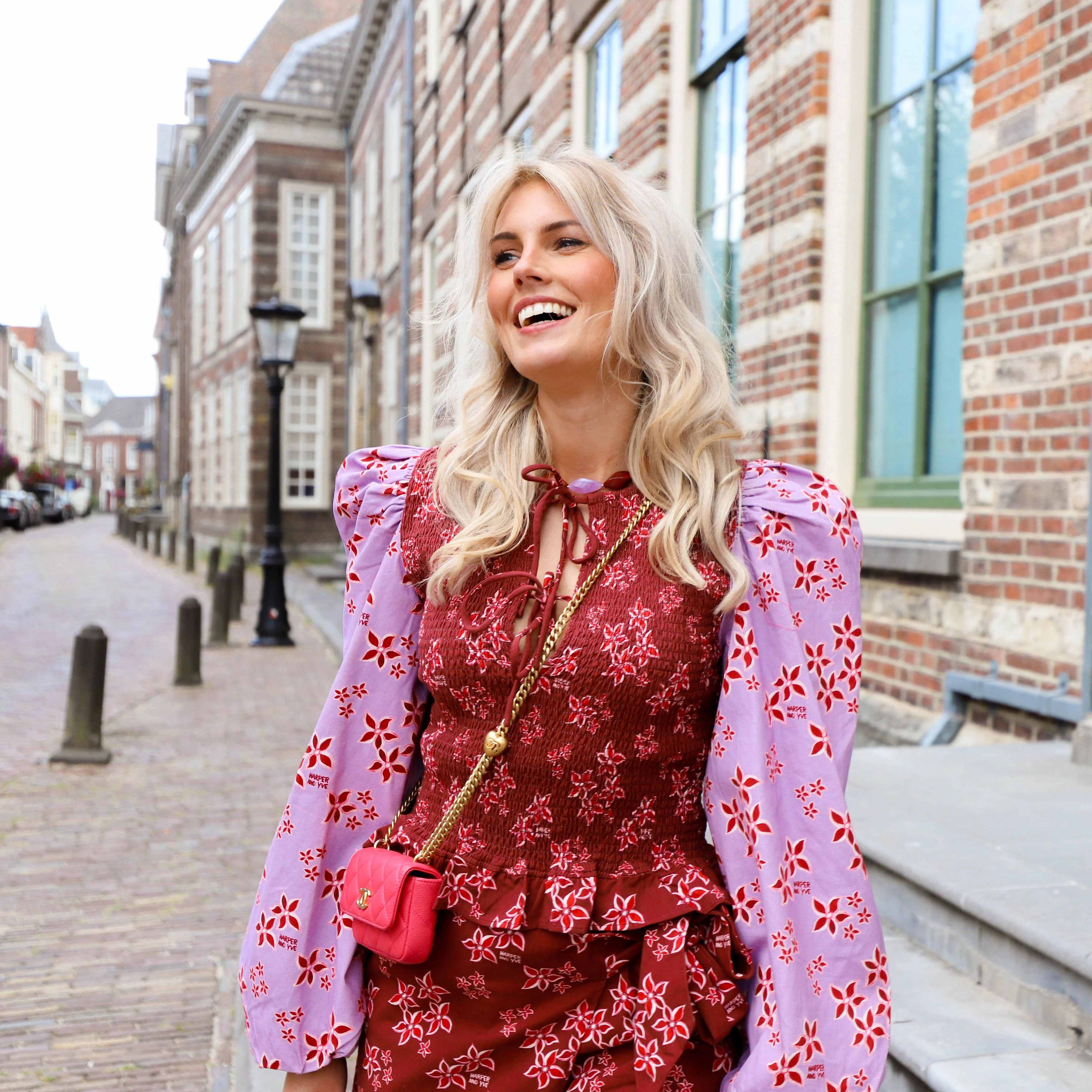 Harper & Yve Elin longsleeve pink star wine berry - Image 3