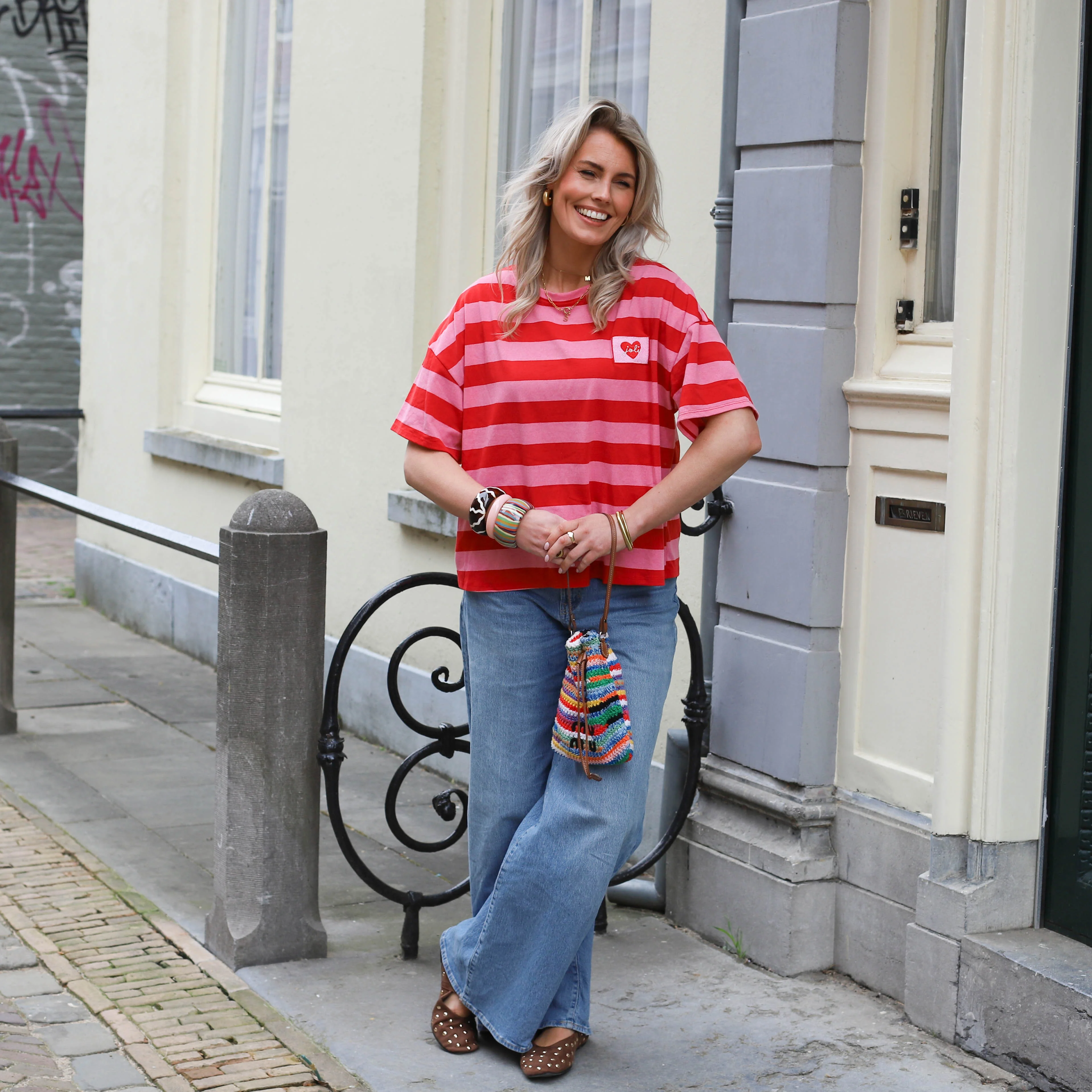 Joli shirt streep roze rood - Image 4