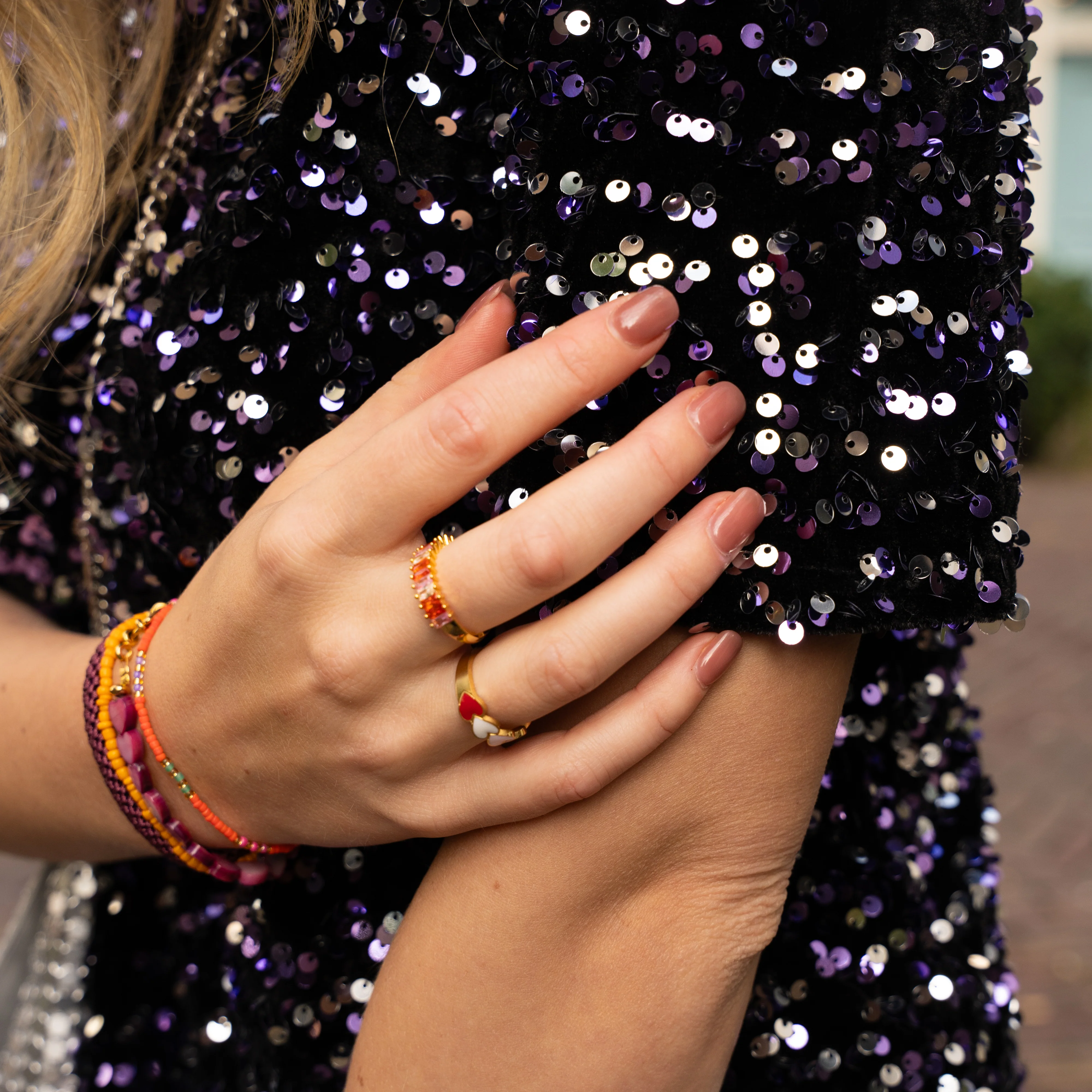 Kam midi rok glitter zwart paars - Image 13