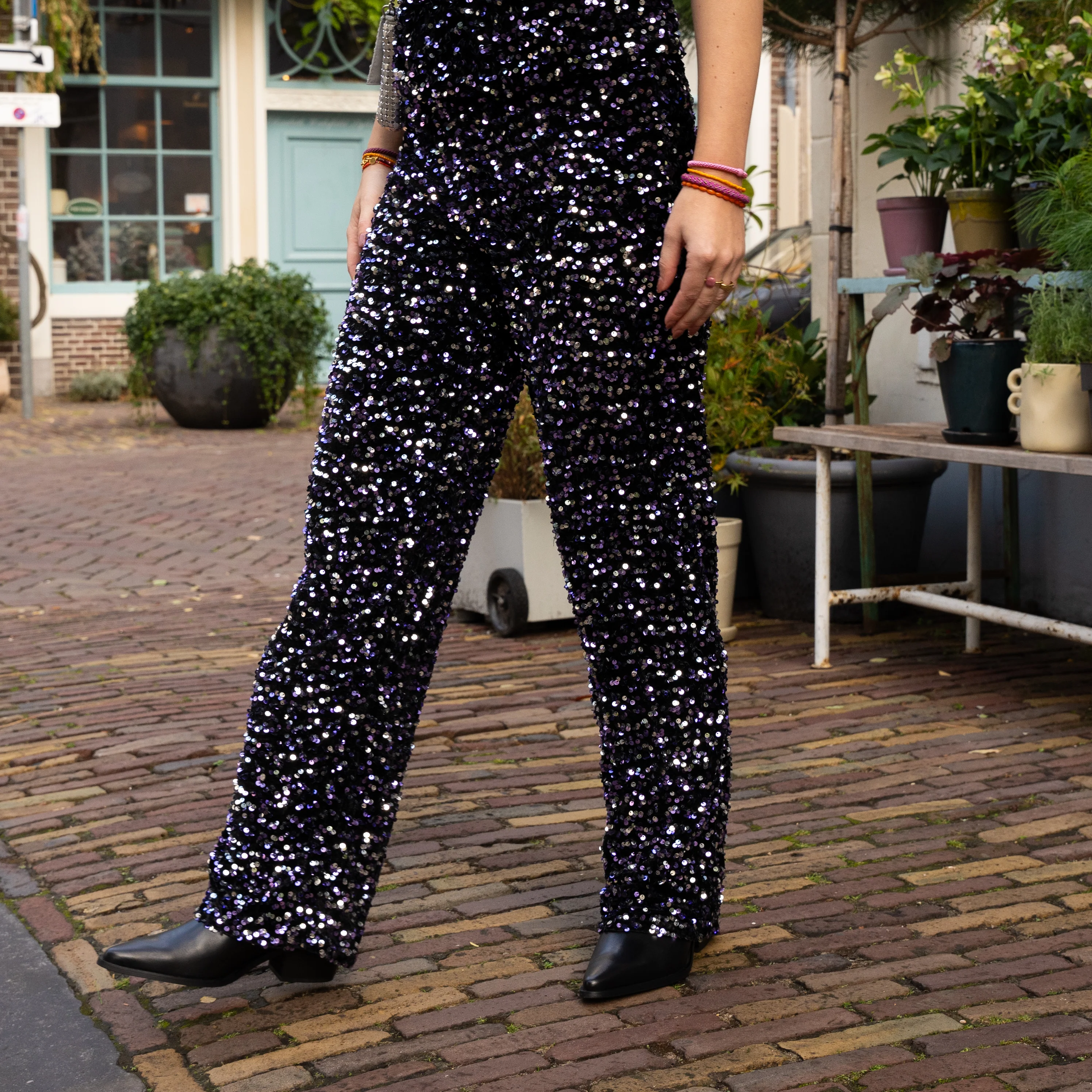 Kam wide broek zwart paars - Image 17