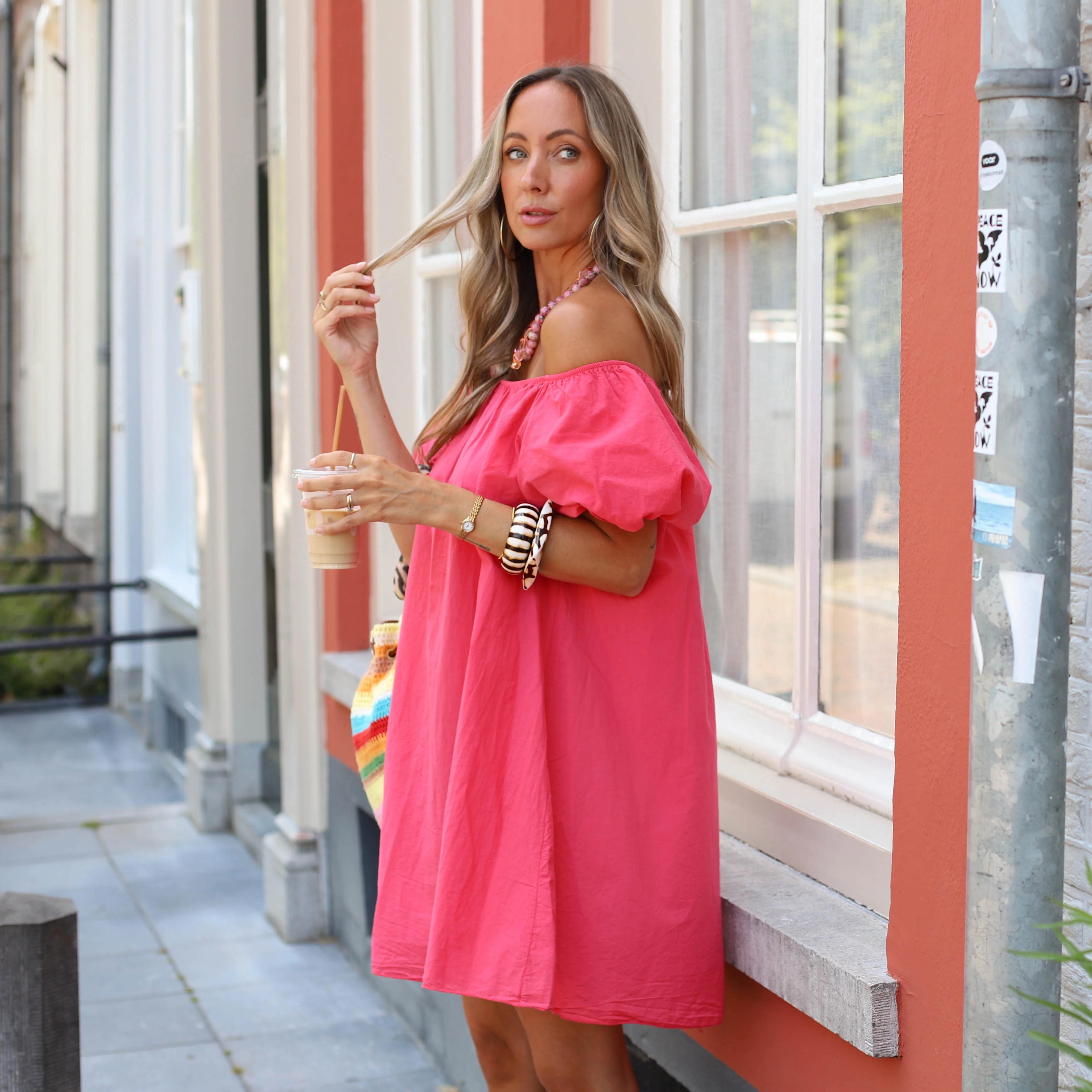 Libby katoen jurk koraal - Image 3