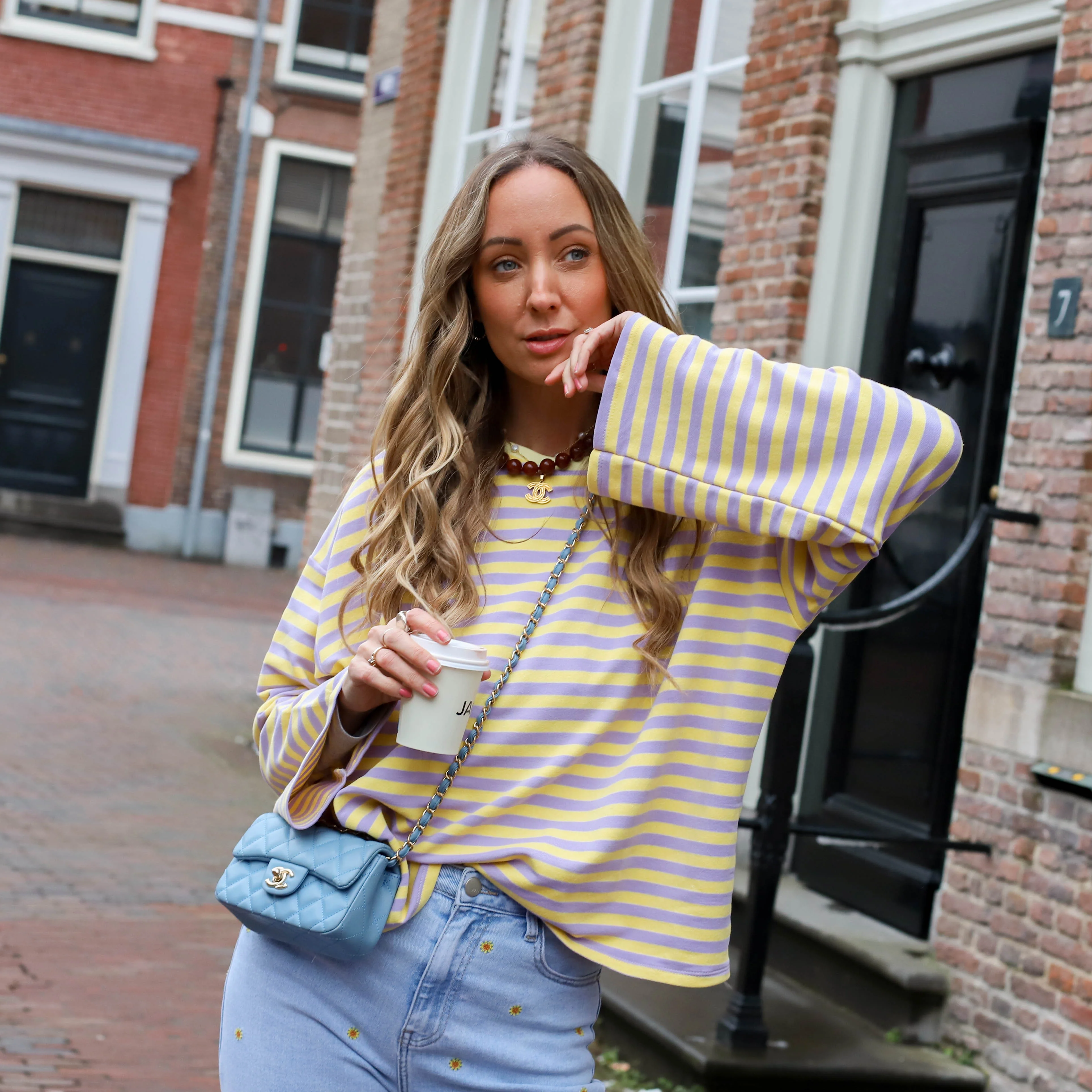 Lora streep top geel lila - Image 4