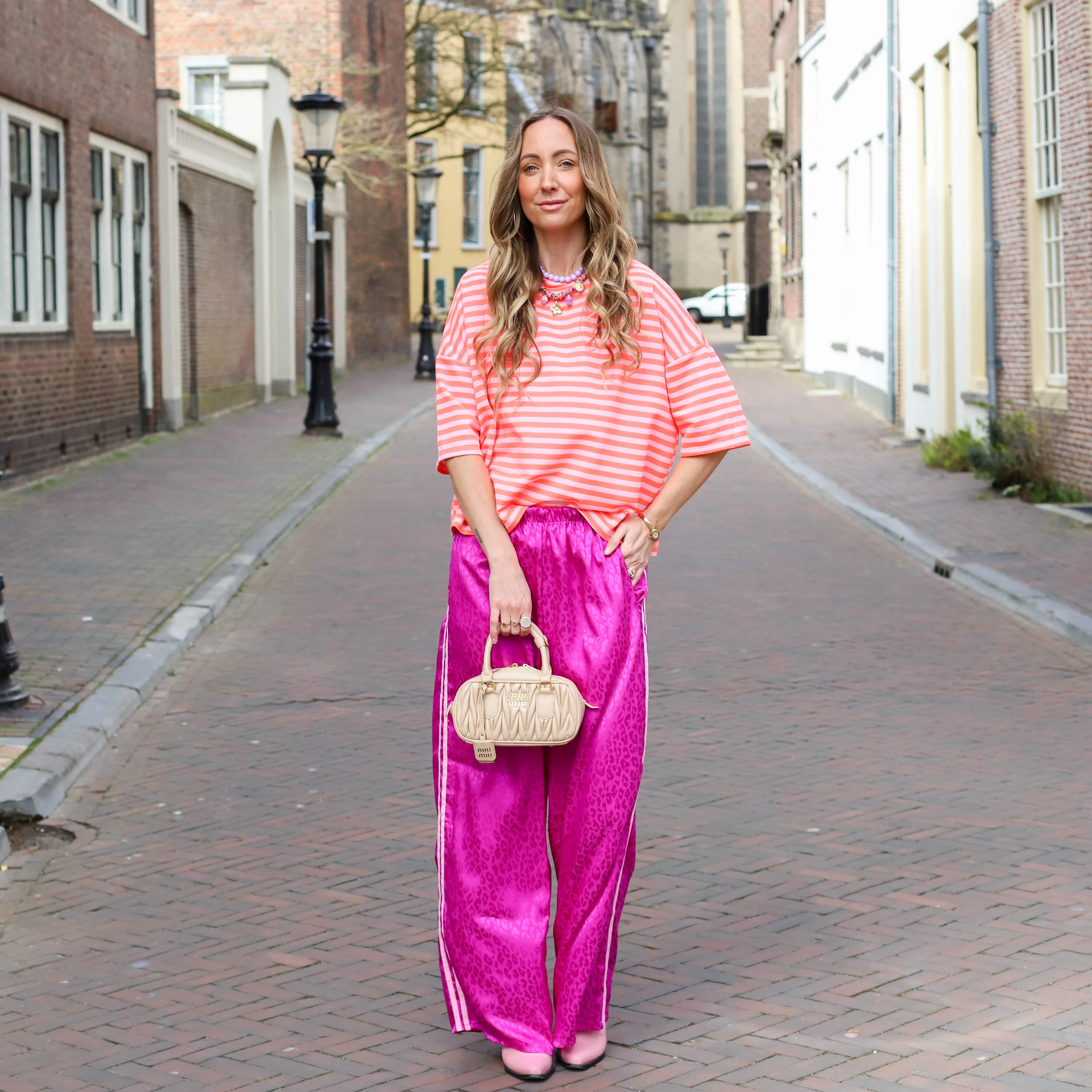 Maggy streep shirt lichtroze oranje - Image 4