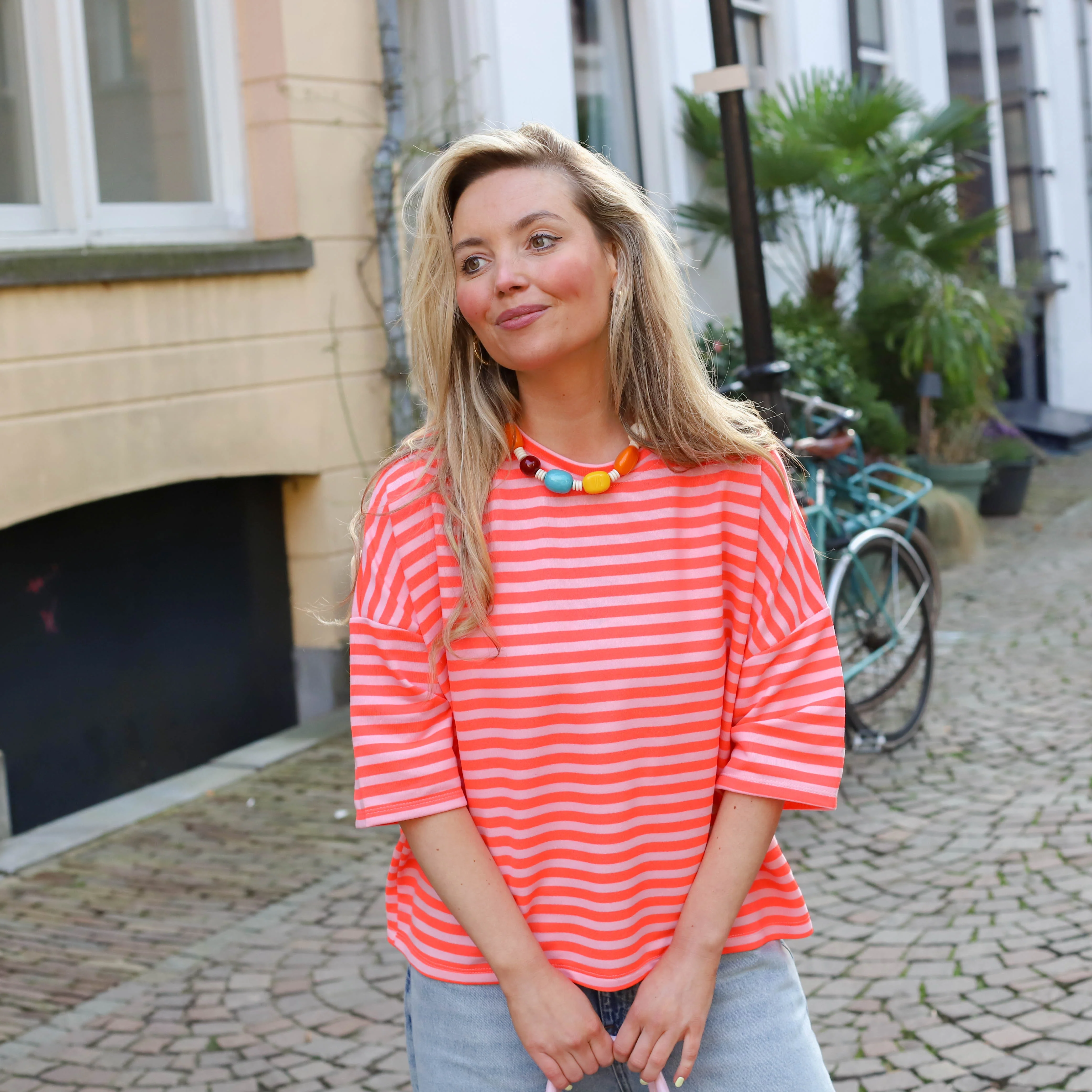 Maggy streep shirt lichtroze oranje - Image 8