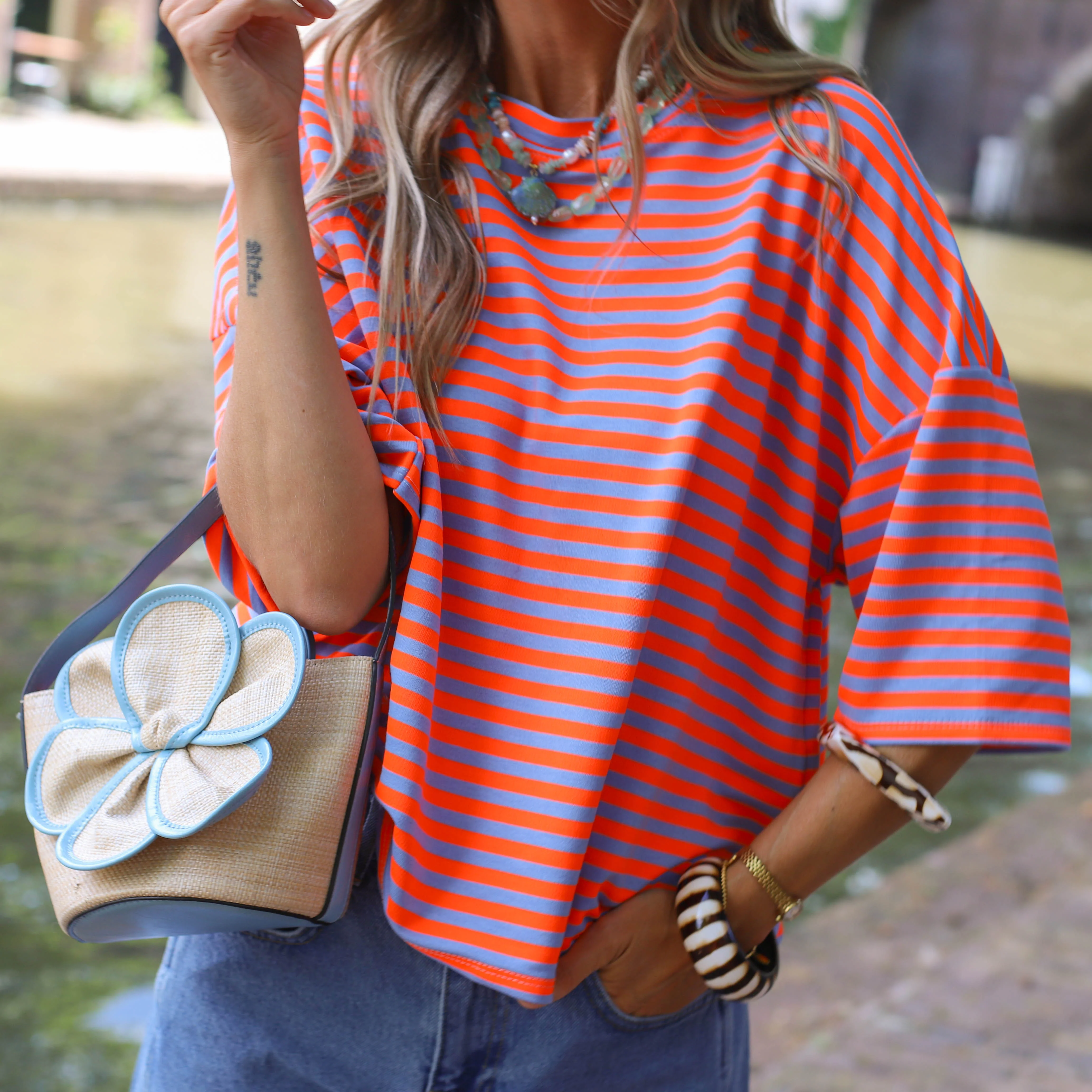 Maggy streep shirt paars oranje - Image 2