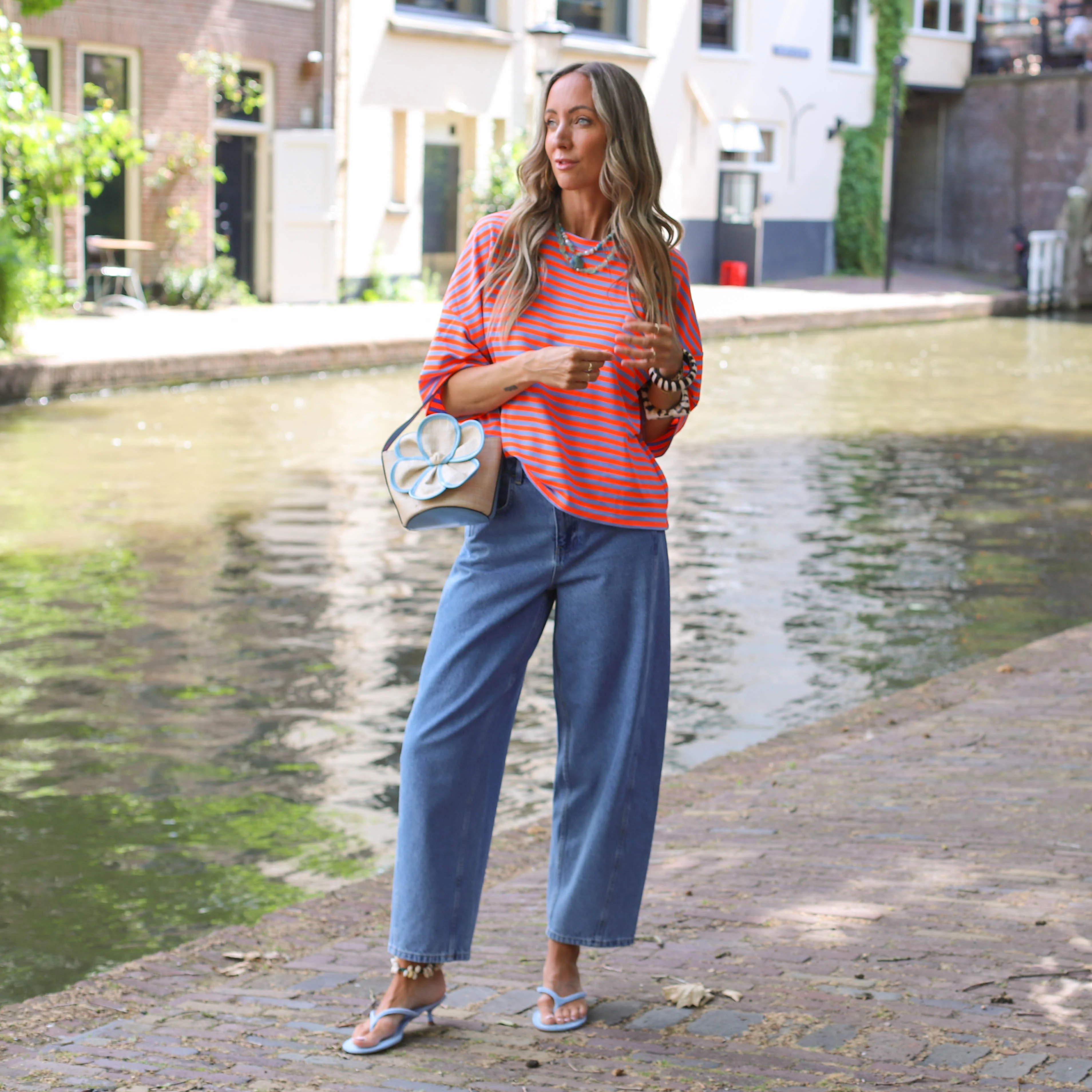 Maggy streep shirt paars oranje - Image 3