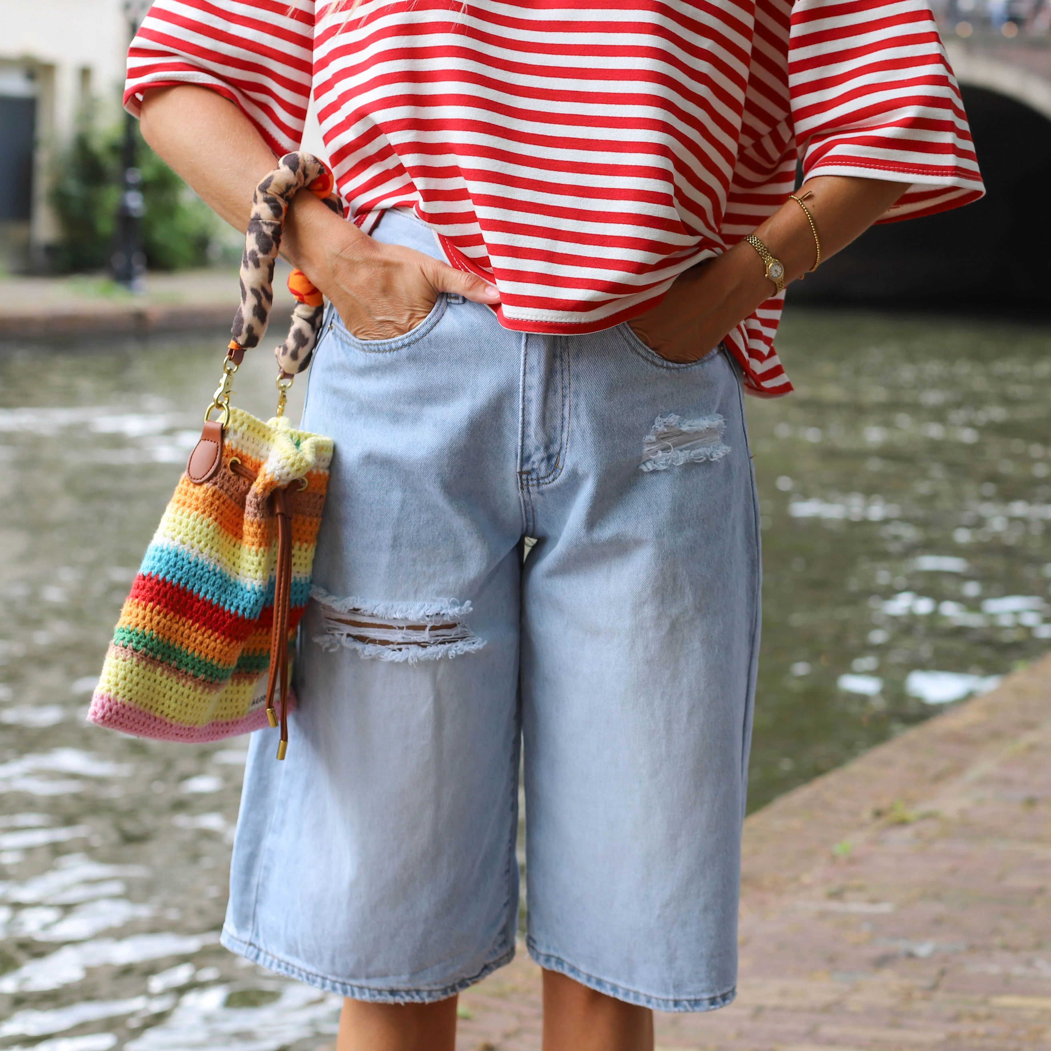 Maggy streep shirt rood wit - Image 6