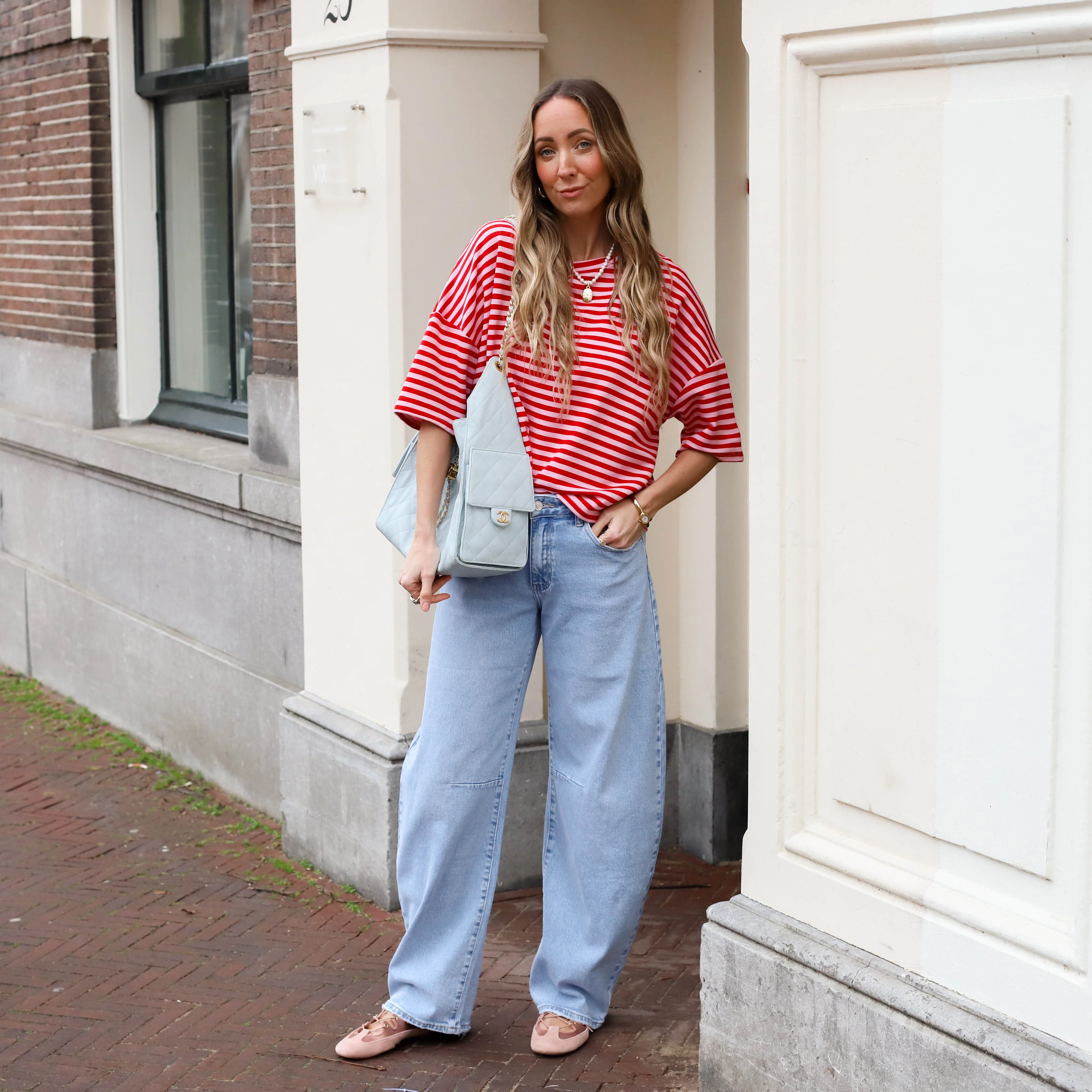 Maggy streep shirt roze rood - Image 3