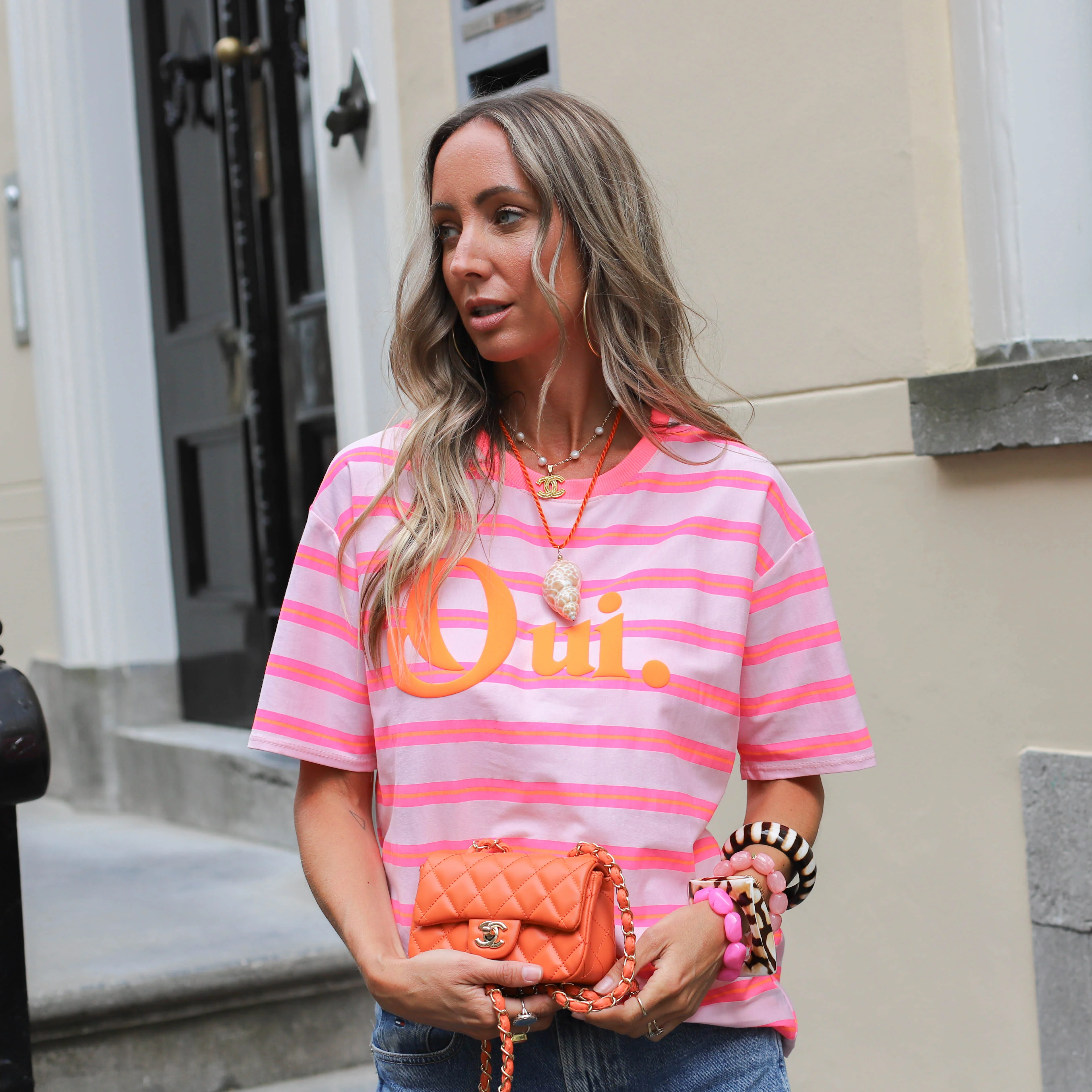 Oui shirt roze fuchsia oranje