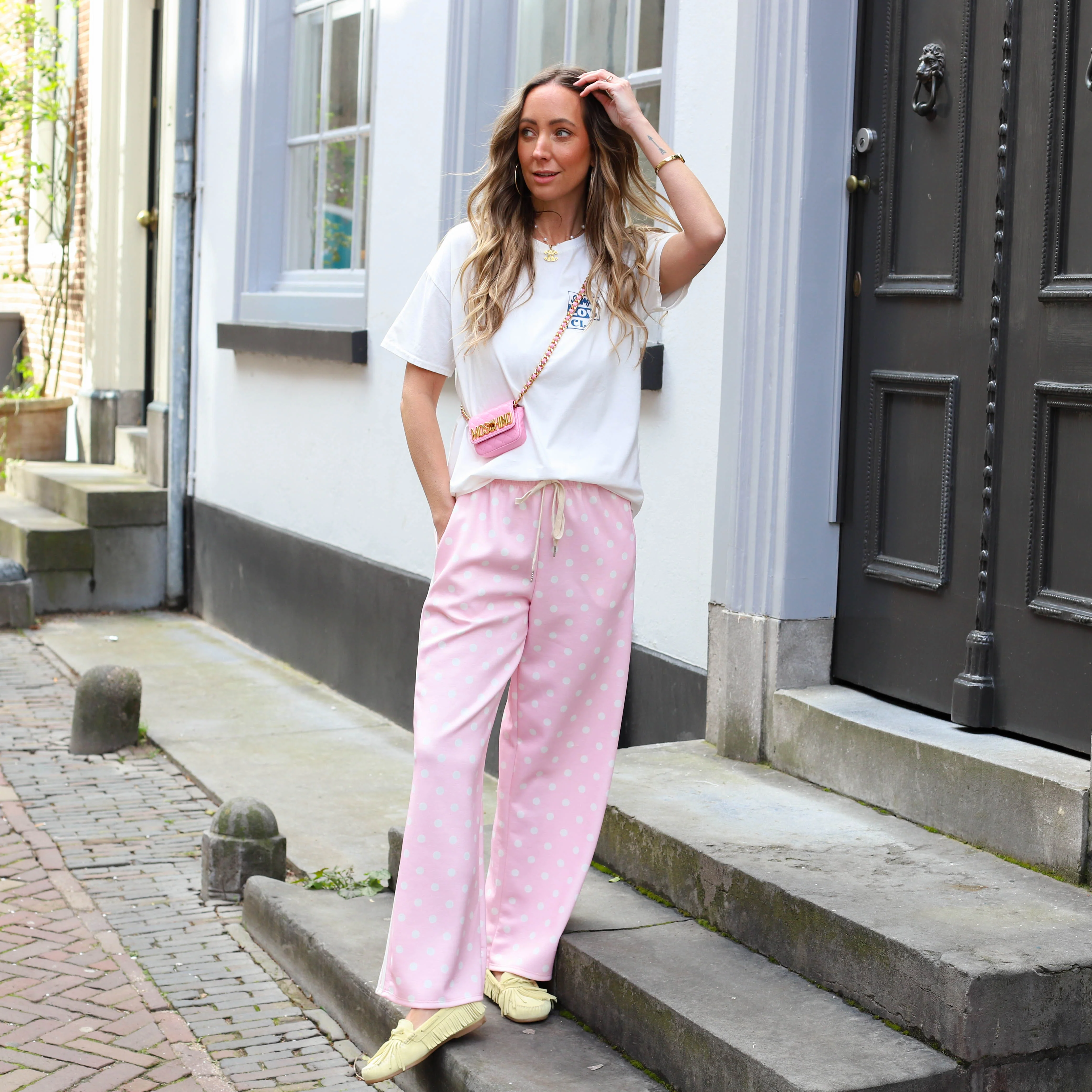 Polkadot stippen broek roze - Image 5