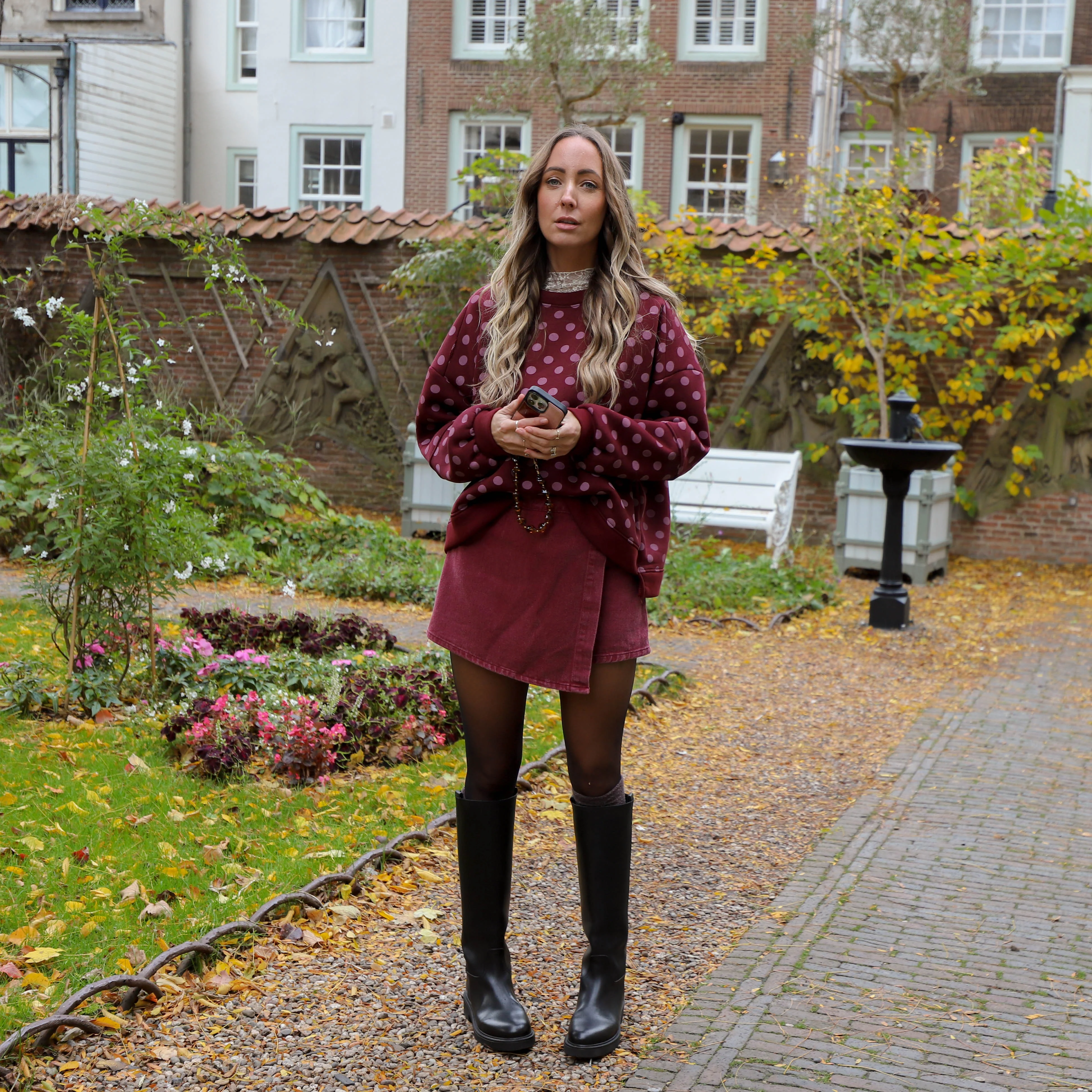 Ruby sweater stippen burgundy - Image 3