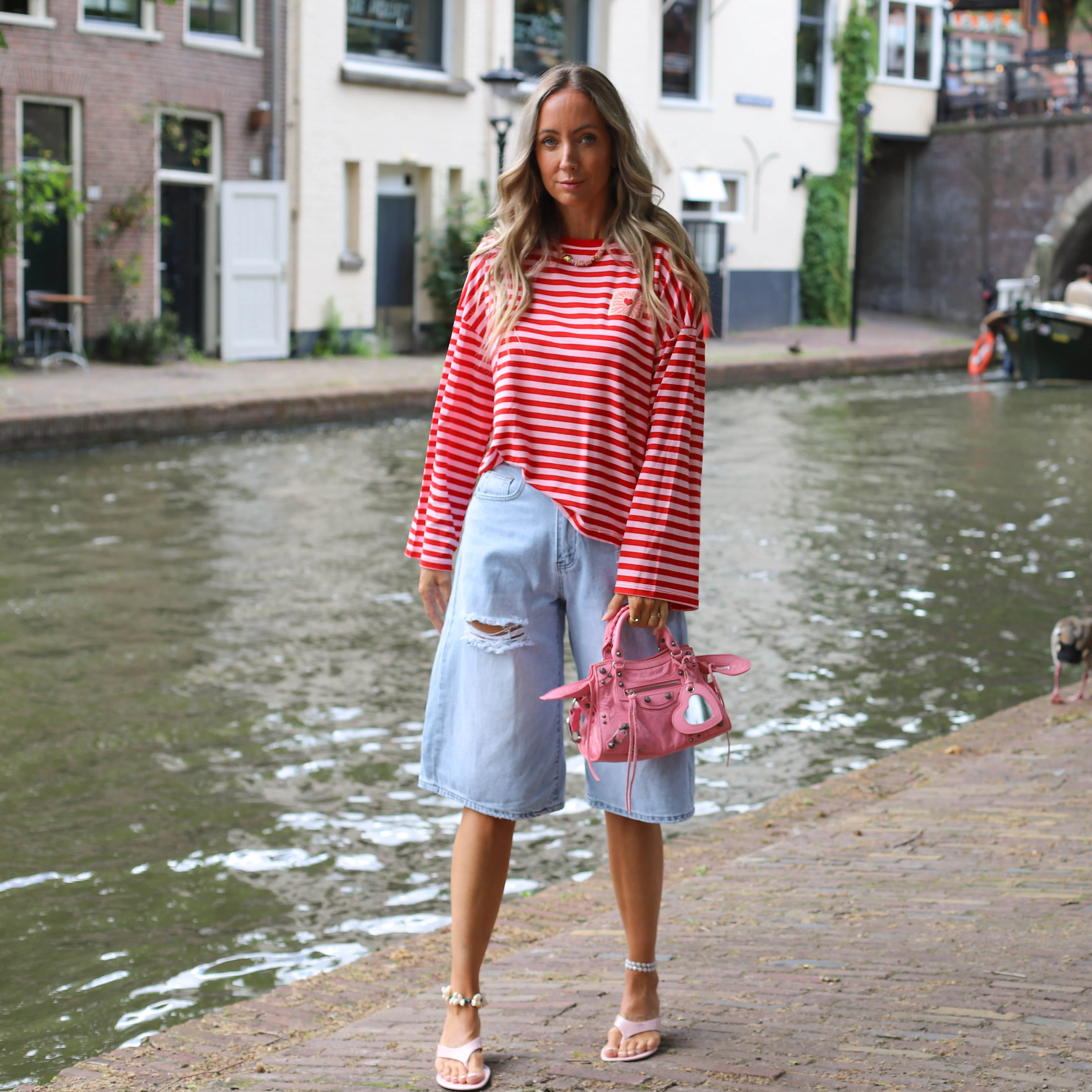 Soleil patch shirt roze rood - Image 4