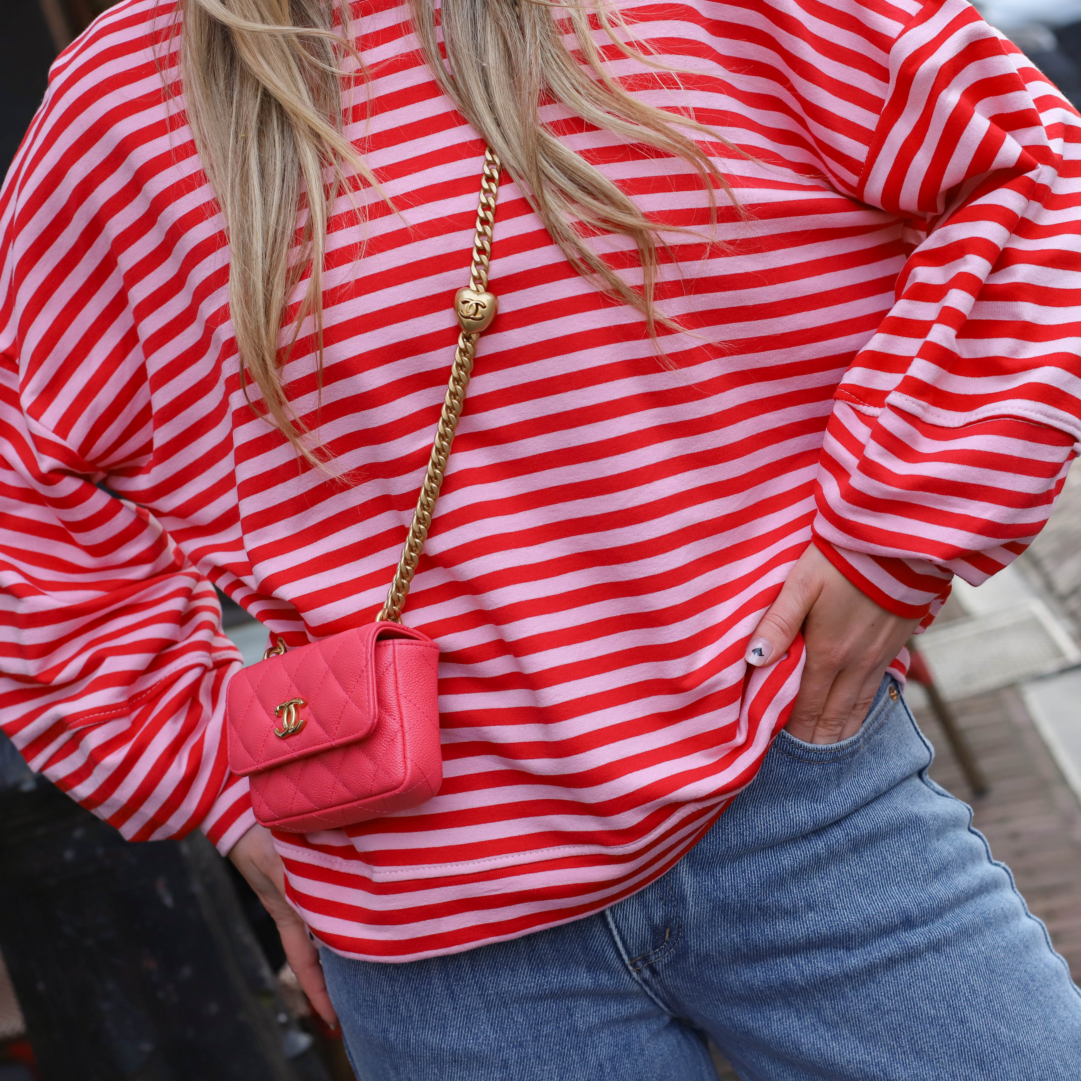 Trui Isabella streep roze rood - Image 5